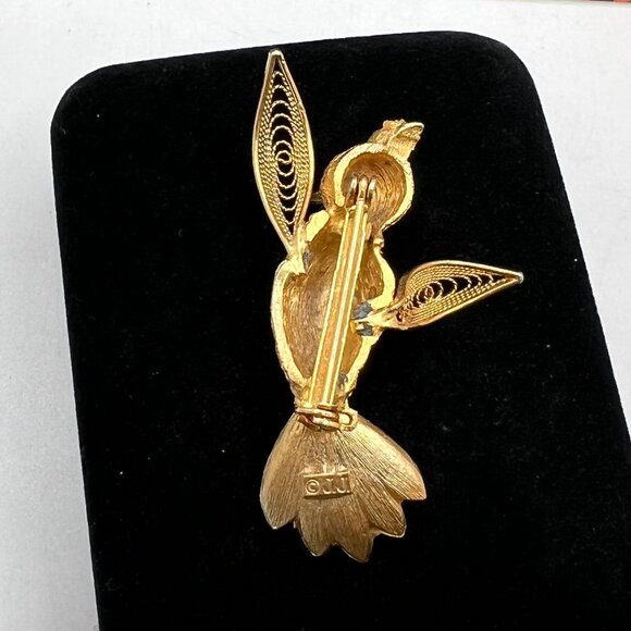 J J Jonette Gold Hummingbird Brooch - Picture 5 of 5